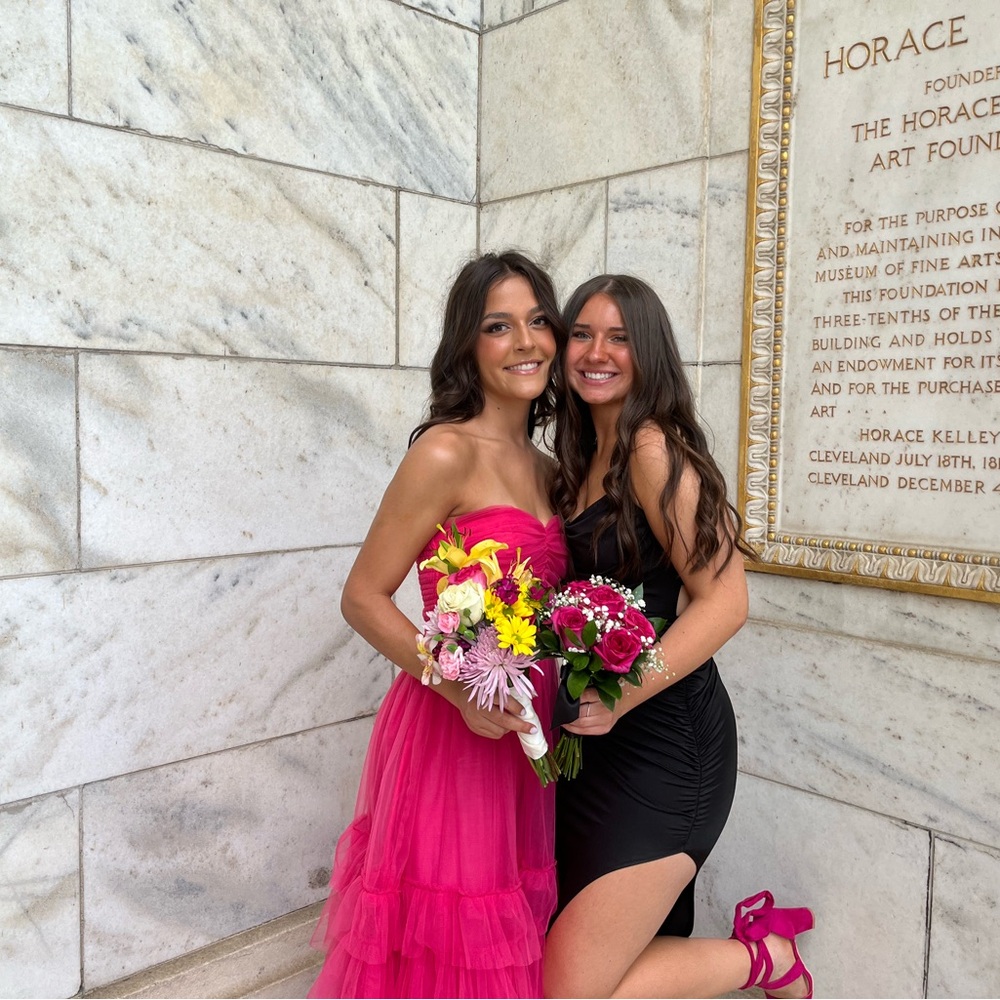 Pink strapless maxi dress